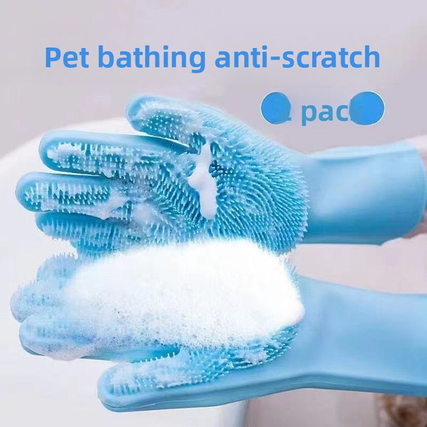 Silicone Pet Bathing Gloves Scrub Brush