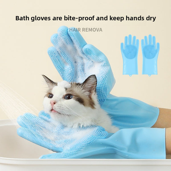 Silicone Pet Bathing Gloves Scrub Brush