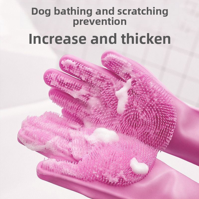 Silicone Pet Bathing Gloves Scrub Brush